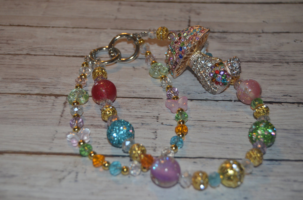 Multicolor Mushroom Phone Wristlet