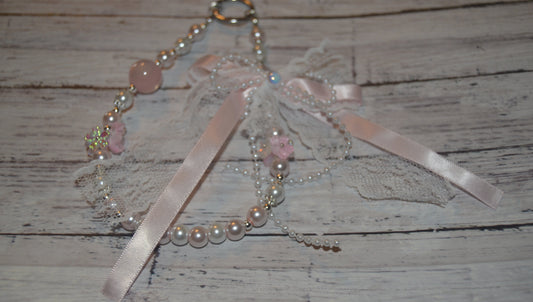 Pink and Lace Bow Phone Wristlet
