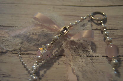 Pink and Lace Bow Phone Wristlet