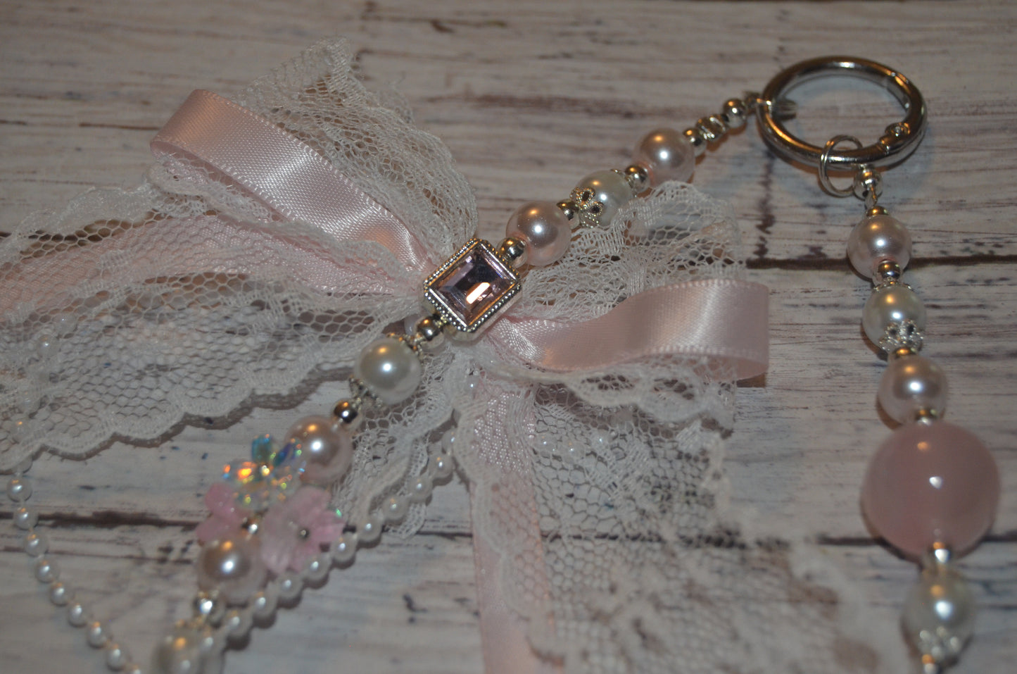 Pink and Lace Bow Phone Wristlet