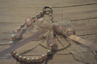 Pink and Lace Bow Phone Wristlet