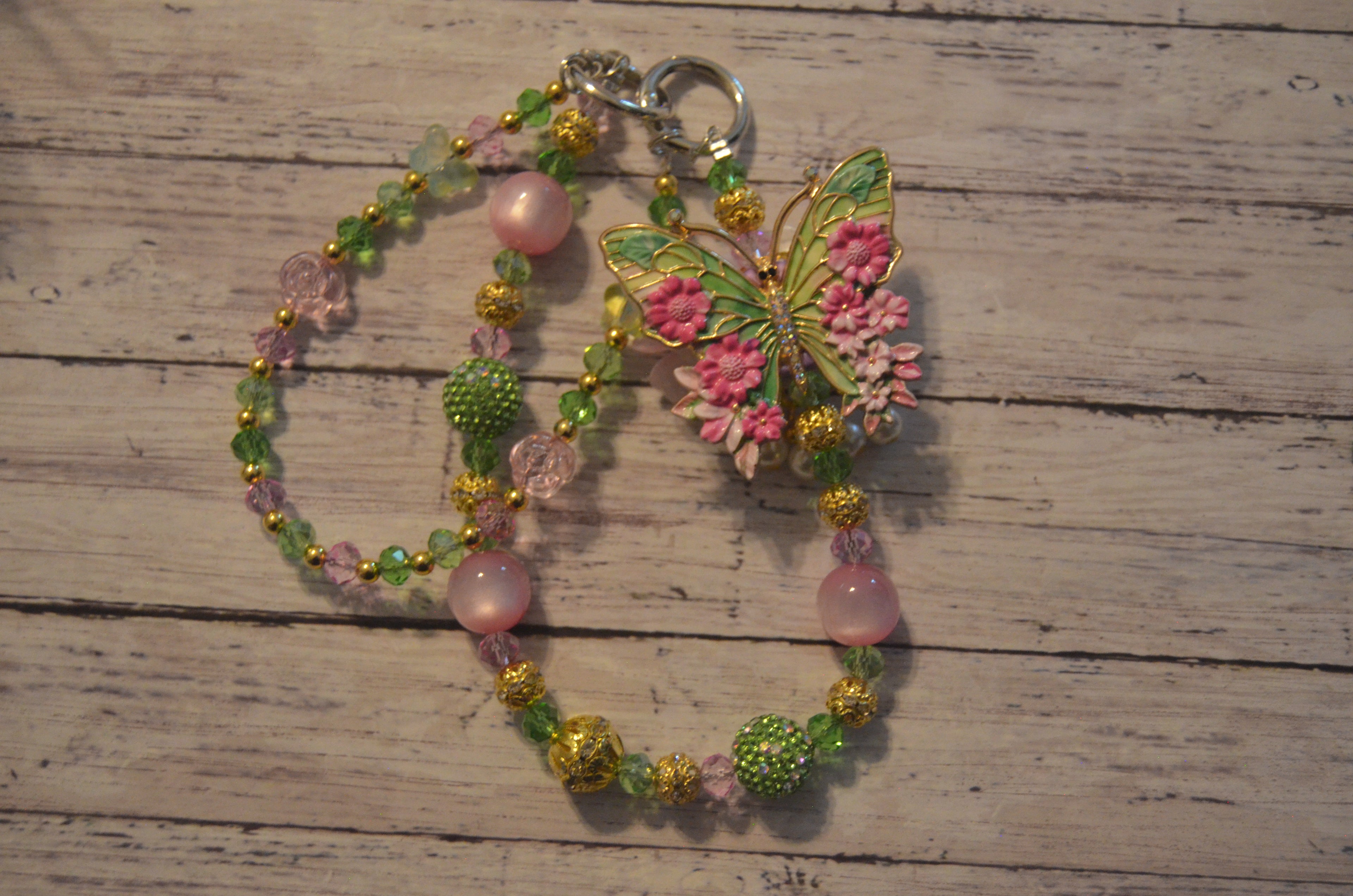 Pink Floral Butterfly Phone Wristlet