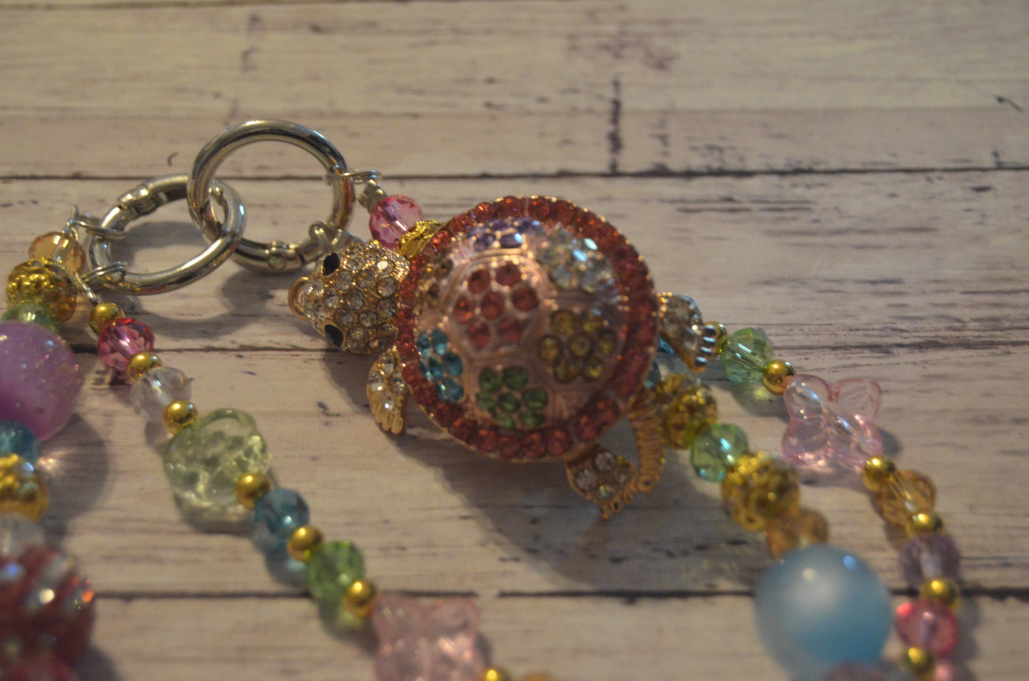 Rainbow Crystal Turtle Phone Wristlet