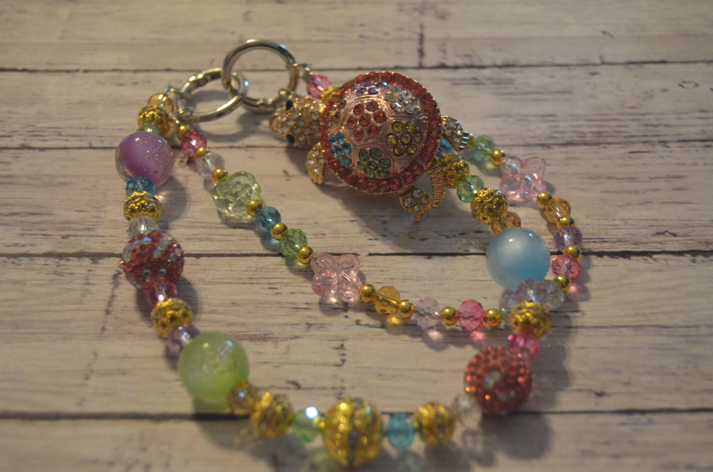 Rainbow Crystal Turtle Phone Wristlet