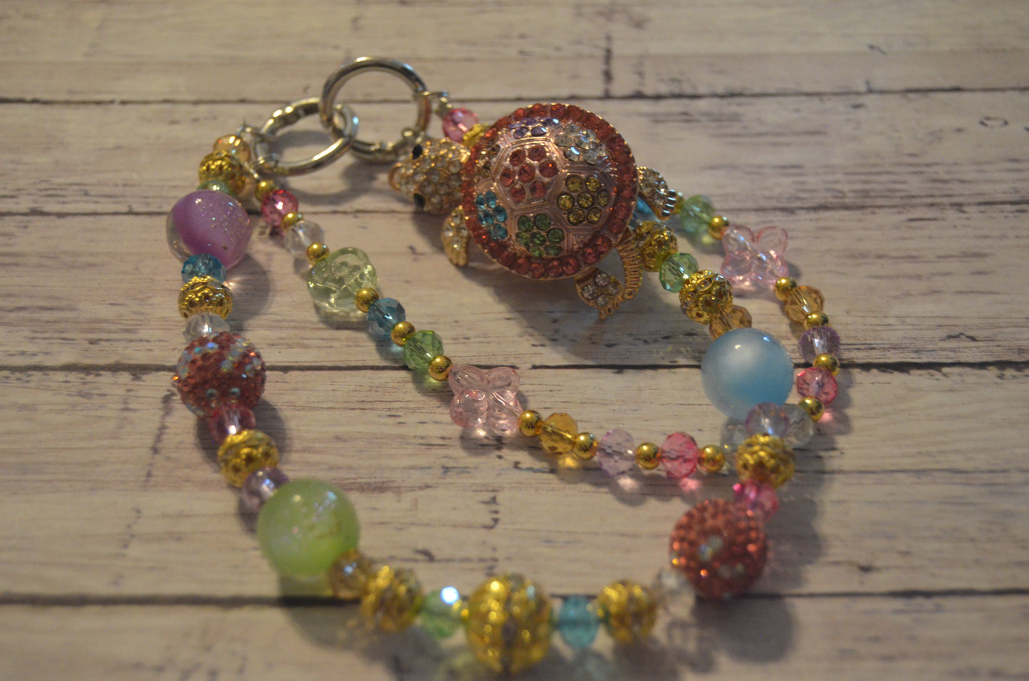 Rainbow Crystal Turtle Phone Wristlet