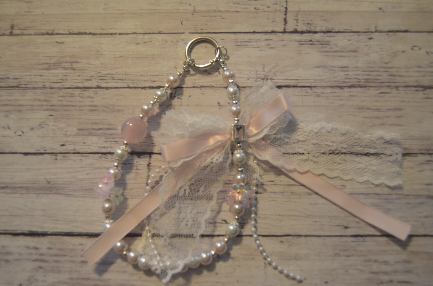 Pink and Lace Bow Phone Wristlet