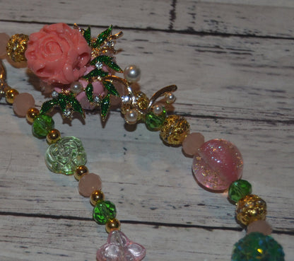 Pink Rose Phone Wristlet