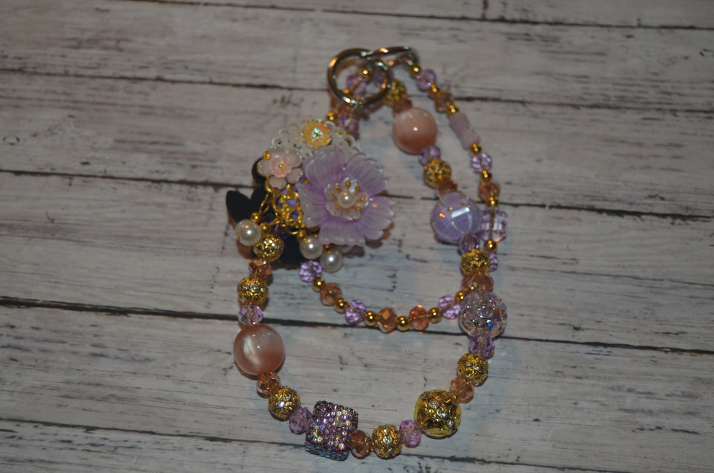 Purple Flower Phone Wristlet